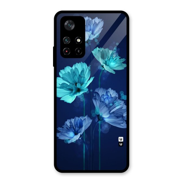 Water Flowers Glass Back Case for Poco M4 Pro 5G