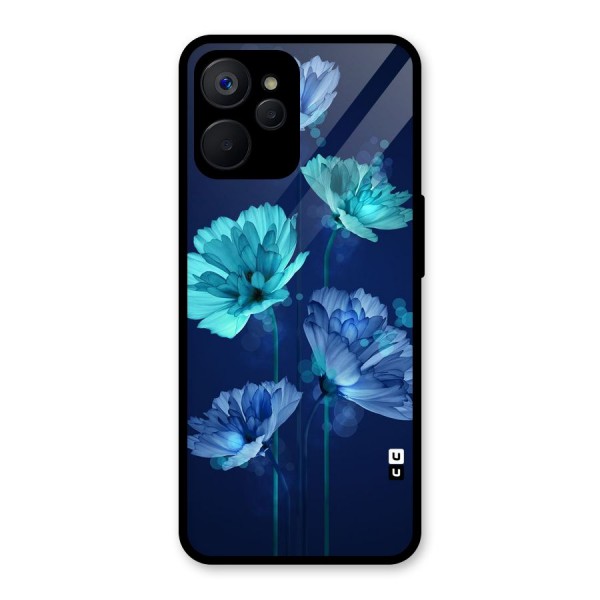 Water Flowers Glass Back Case for Realme 9i 5G