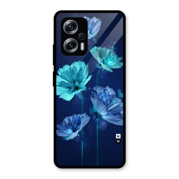 Water Flowers Glass Back Case for Redmi K50i