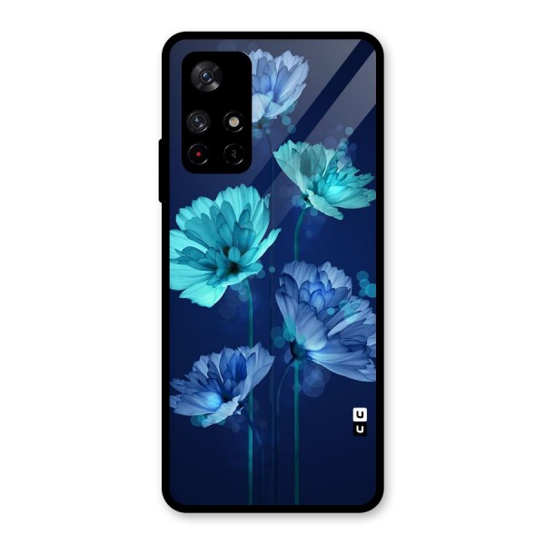 Water Flowers Glass Back Case for Redmi Note 11T 5G