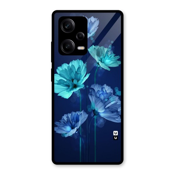 Water Flowers Glass Back Case for Redmi Note 12 Pro