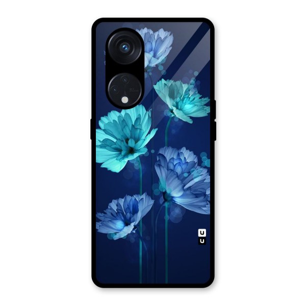 Water Flowers Glass Back Case for Reno8 T 5G