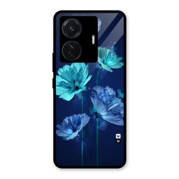 Water Flowers Glass Back Case for Vivo T1 Pro