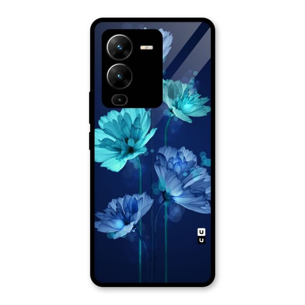 Water Flowers Glass Back Case for Vivo V25 Pro