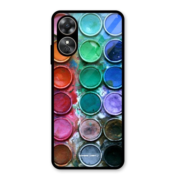 Water Paint Box Glass Back Case for Oppo A17