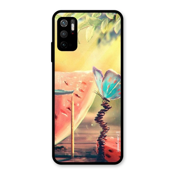 Watermelon Butterfly Glass Back Case for Poco M3 Pro 5G