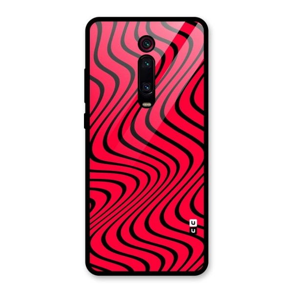 Waves Pattern Print Glass Back Case for Redmi K20 Pro