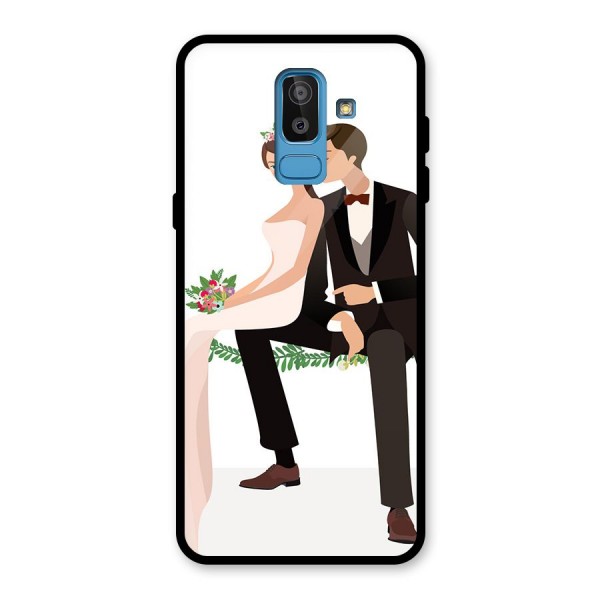 Wedding Couple Glass Back Case for Galaxy J8