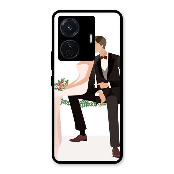 Wedding Couple Glass Back Case for Vivo T1 Pro