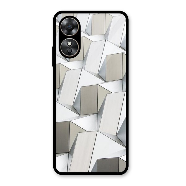 White Abstract Art Glass Back Case for Oppo A17