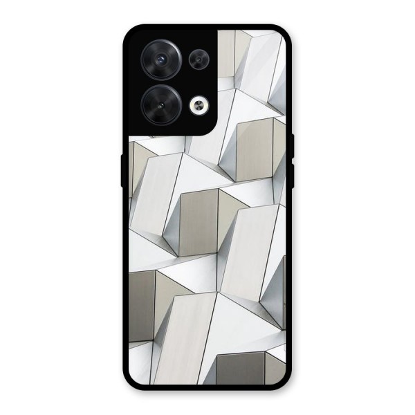 White Abstract Art Glass Back Case for Oppo Reno8 5G