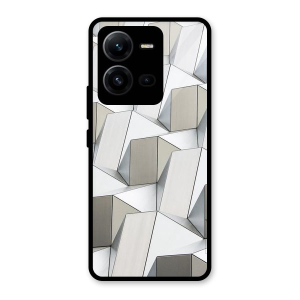 White Abstract Art Glass Back Case for Vivo V25