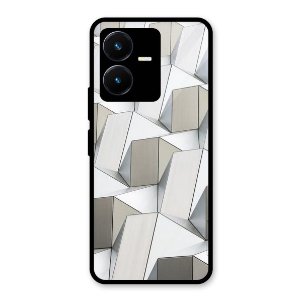 White Abstract Art Glass Back Case for Vivo Y22