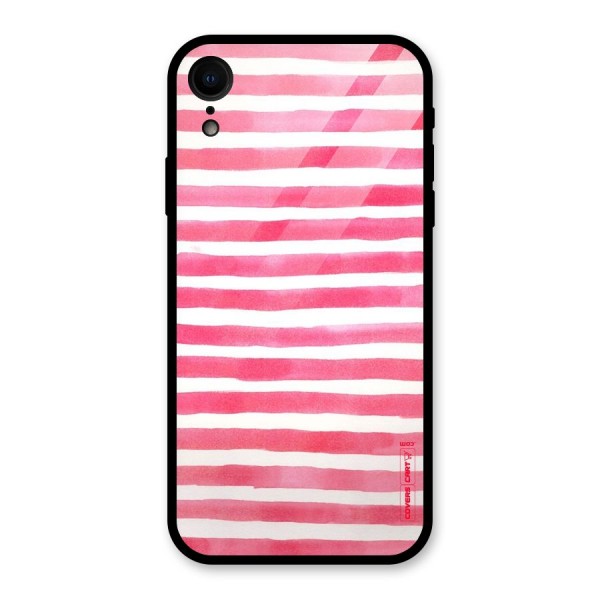 White And Pink Stripes Glass Back Case for XR