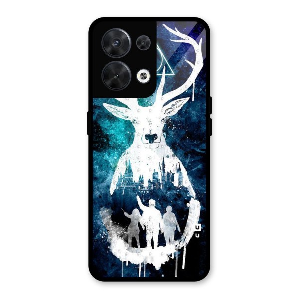 White Deer Glass Back Case for Oppo Reno8 5G