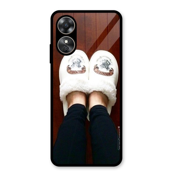 White Feets Glass Back Case for Oppo A17