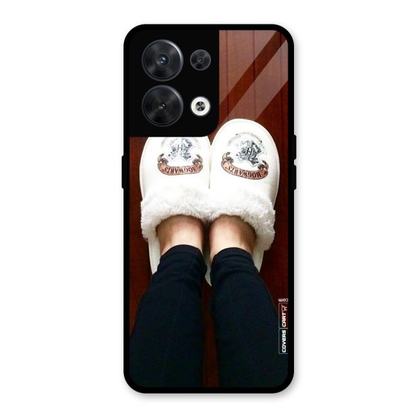 White Feets Glass Back Case for Oppo Reno8 5G