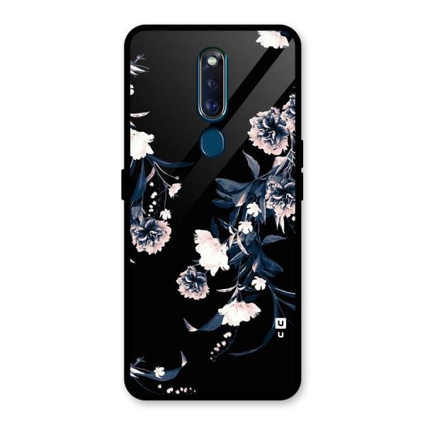 White Flora Glass Back Case for Oppo F11 Pro