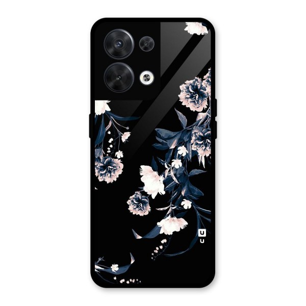 White Flora Glass Back Case for Oppo Reno8 5G