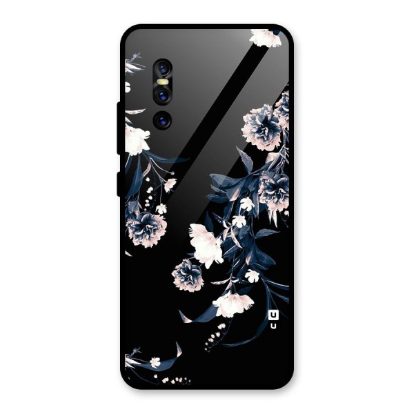 White Flora Glass Back Case for Vivo V15 Pro