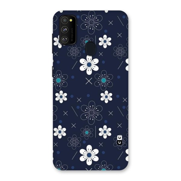 White Floral Shapes Back Case for Galaxy M30s