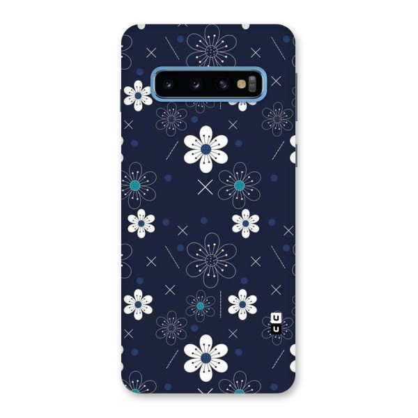 White Floral Shapes Back Case for Galaxy S10