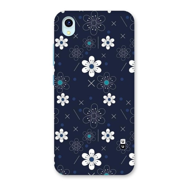 White Floral Shapes Back Case for Vivo Y1s