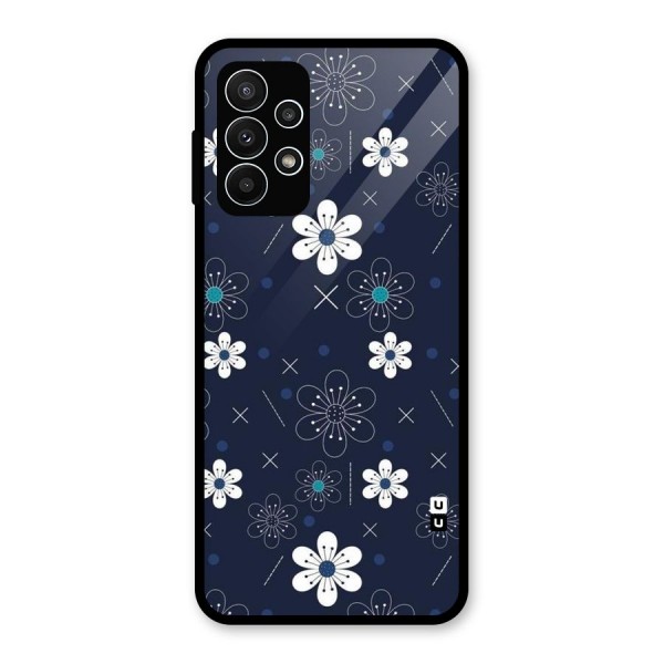 White Floral Shapes Glass Back Case for Galaxy A23