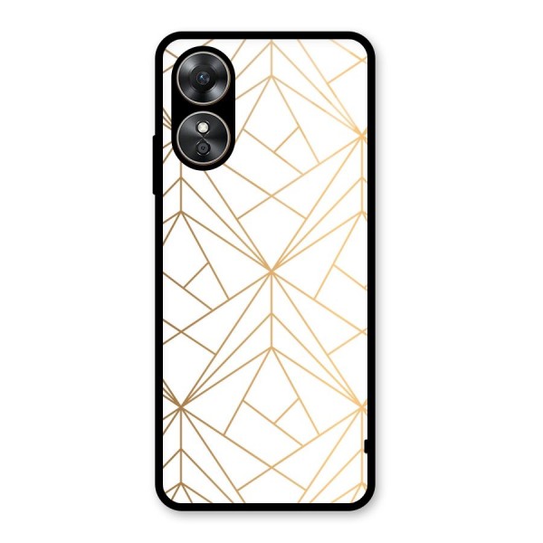 White Golden Zig Zag Glass Back Case for Oppo A17