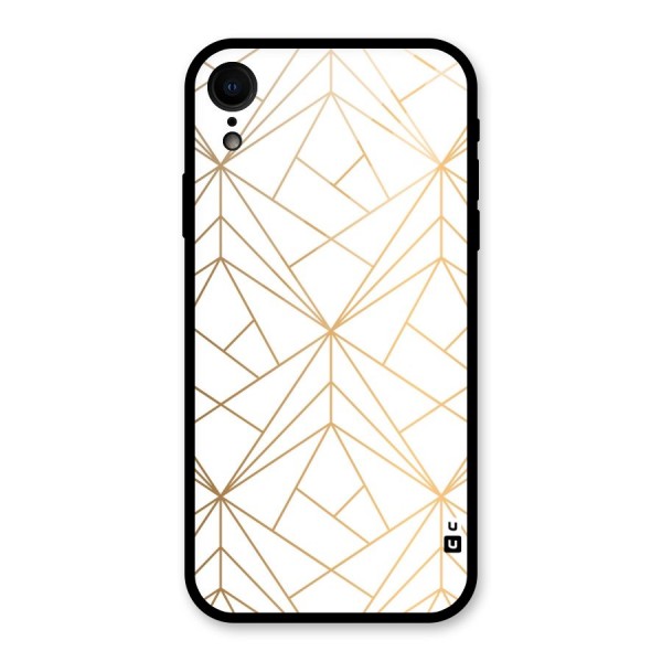 White Golden Zig Zag Glass Back Case for XR