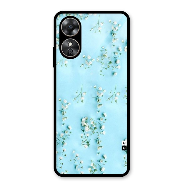 White Lily Design Glass Back Case for Oppo A17