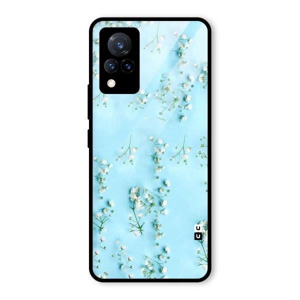 White Lily Design Glass Back Case for Vivo V21 5G