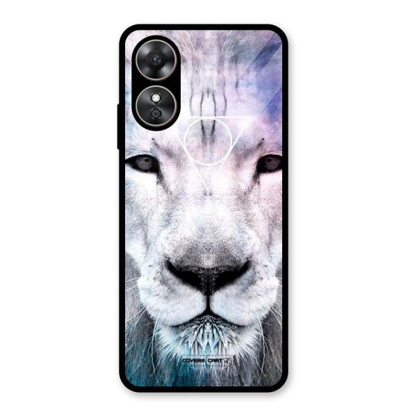 White Lion Glass Back Case for Oppo A17