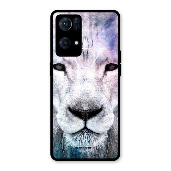 White Lion Glass Back Case for Oppo Reno7 Pro 5G