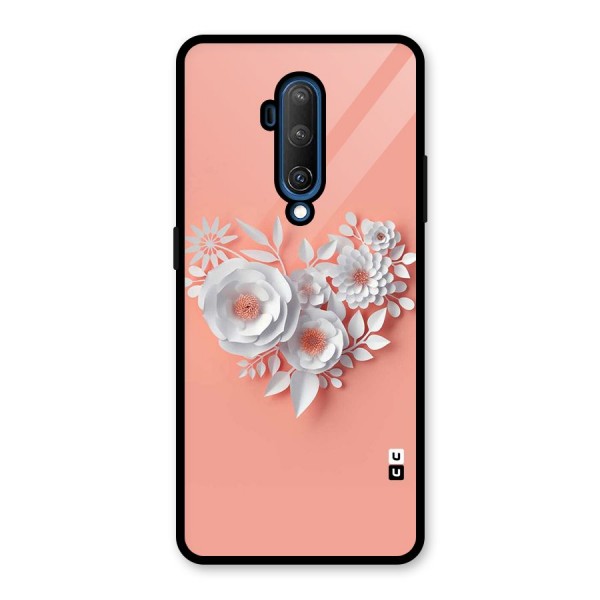 White Paper Flower Glass Back Case for OnePlus 7T Pro