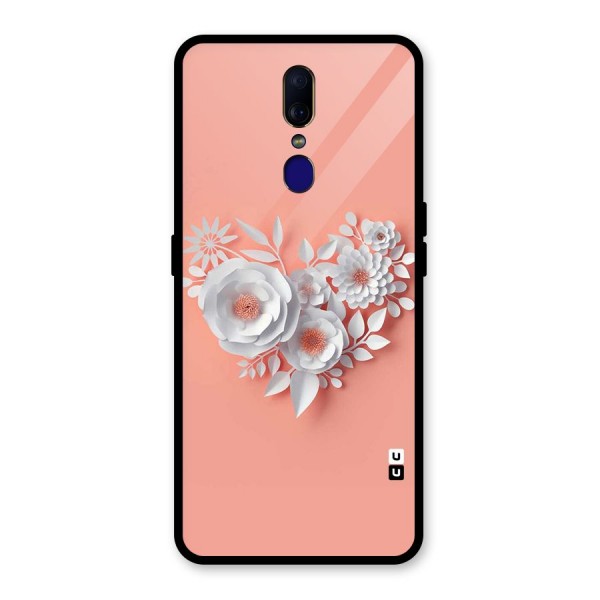 White Paper Flower Glass Back Case for Oppo F11