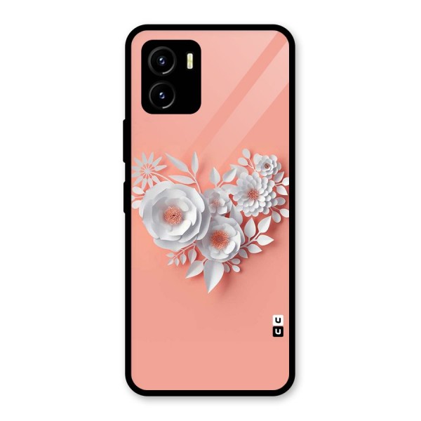 White Paper Flower Glass Back Case for Vivo Y15s