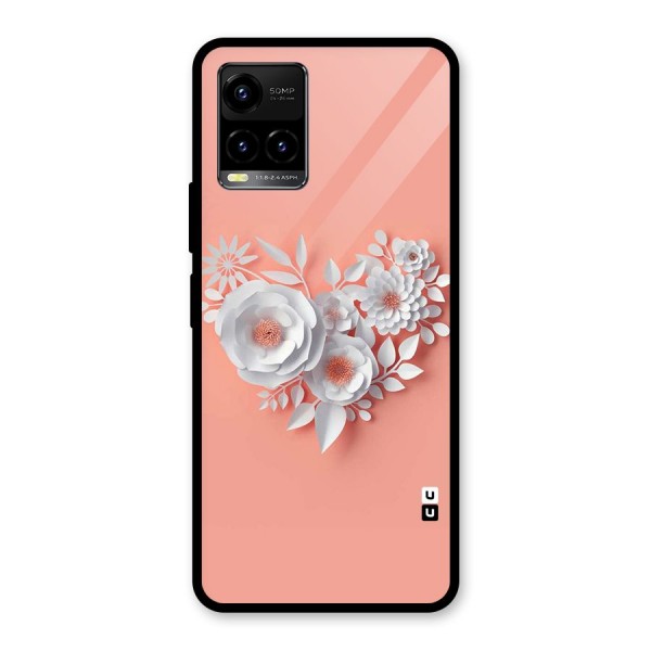 White Paper Flower Glass Back Case for Vivo Y21 2021