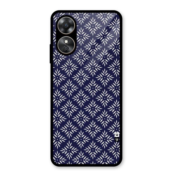 White Petals Pattern Glass Back Case for Oppo A17