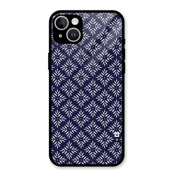 White Petals Pattern Glass Back Case for iPhone 14 Plus