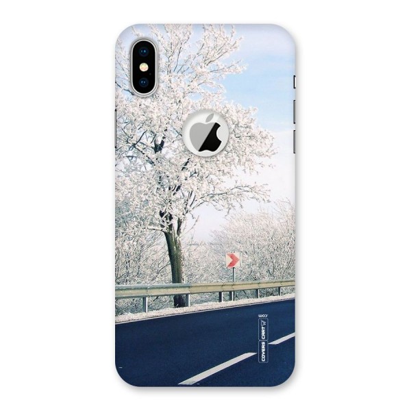 White Snow Tree Back Case for iPhone XS Logo Cut