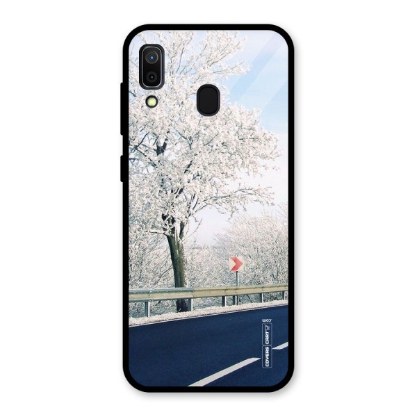 White Snow Tree Glass Back Case for Galaxy A30