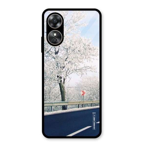 White Snow Tree Glass Back Case for Oppo A17