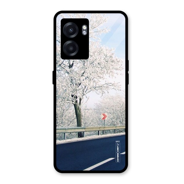 White Snow Tree Glass Back Case for Oppo K10 (5G)