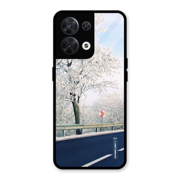 White Snow Tree Glass Back Case for Oppo Reno8 5G