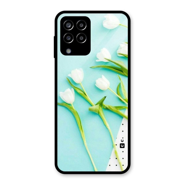 White Tulips Glass Back Case for Galaxy M33