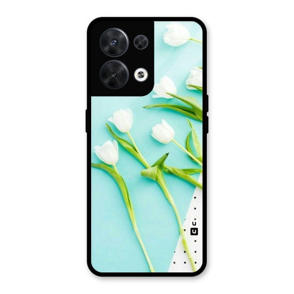 White Tulips Glass Back Case for Oppo Reno8 5G