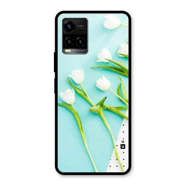 White Tulips Glass Back Case for Vivo Y21 2021