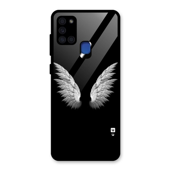 White Wings Glass Back Case for Galaxy A21s