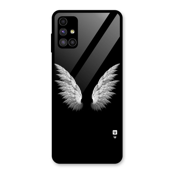 White Wings Glass Back Case for Galaxy M51